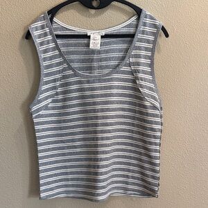 Mystree Charcoal and White Structured Tank Top